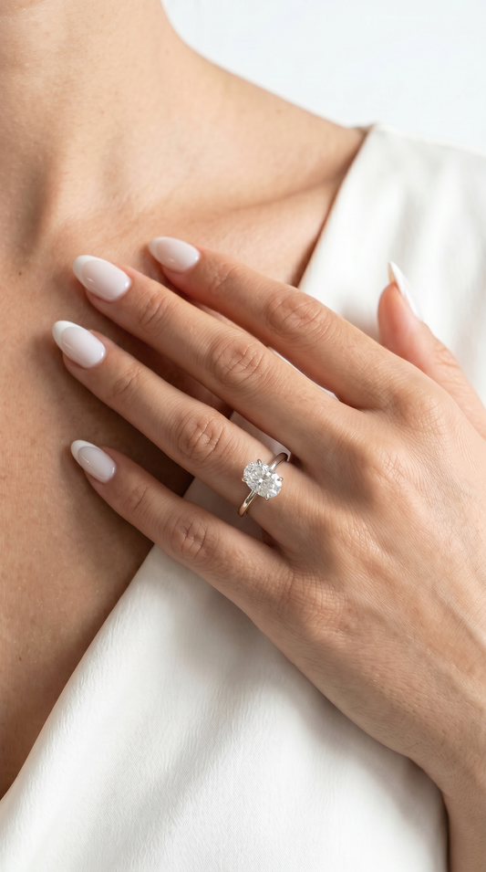 Astral Bliss Ring, oval cut cubic zirconia in 925 sterling silver, view 8