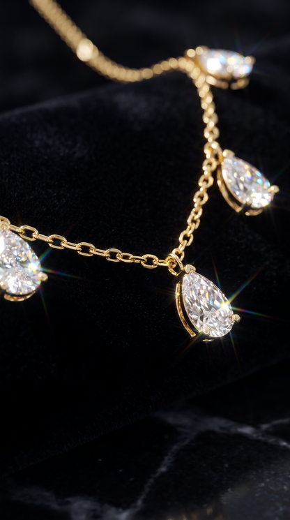 Crystal Rainfall Necklace Gold