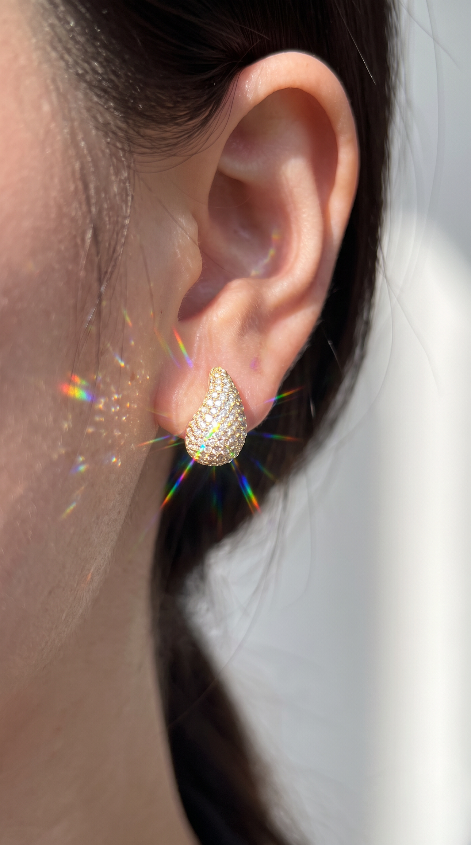 Crystal Teardrop Earrings Gold