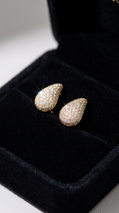Crystal Teardrop Earrings Gold