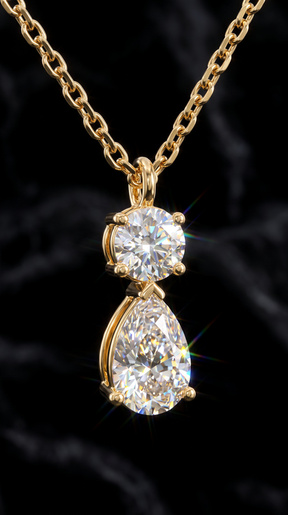 Dewdrop Duet Necklace Gold