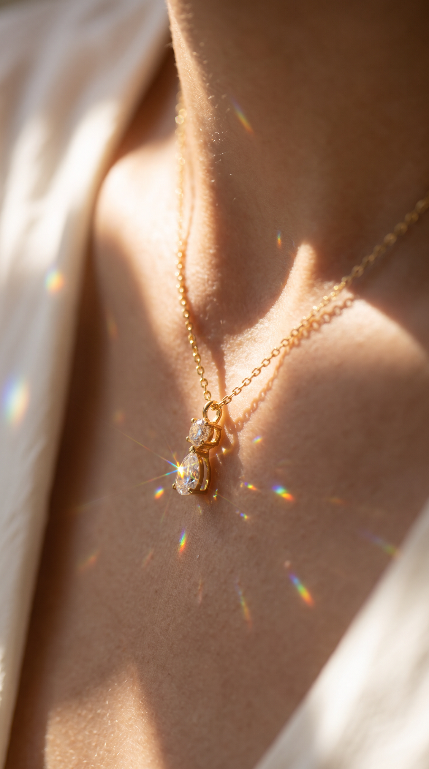 Dewdrop Duet Necklace Gold