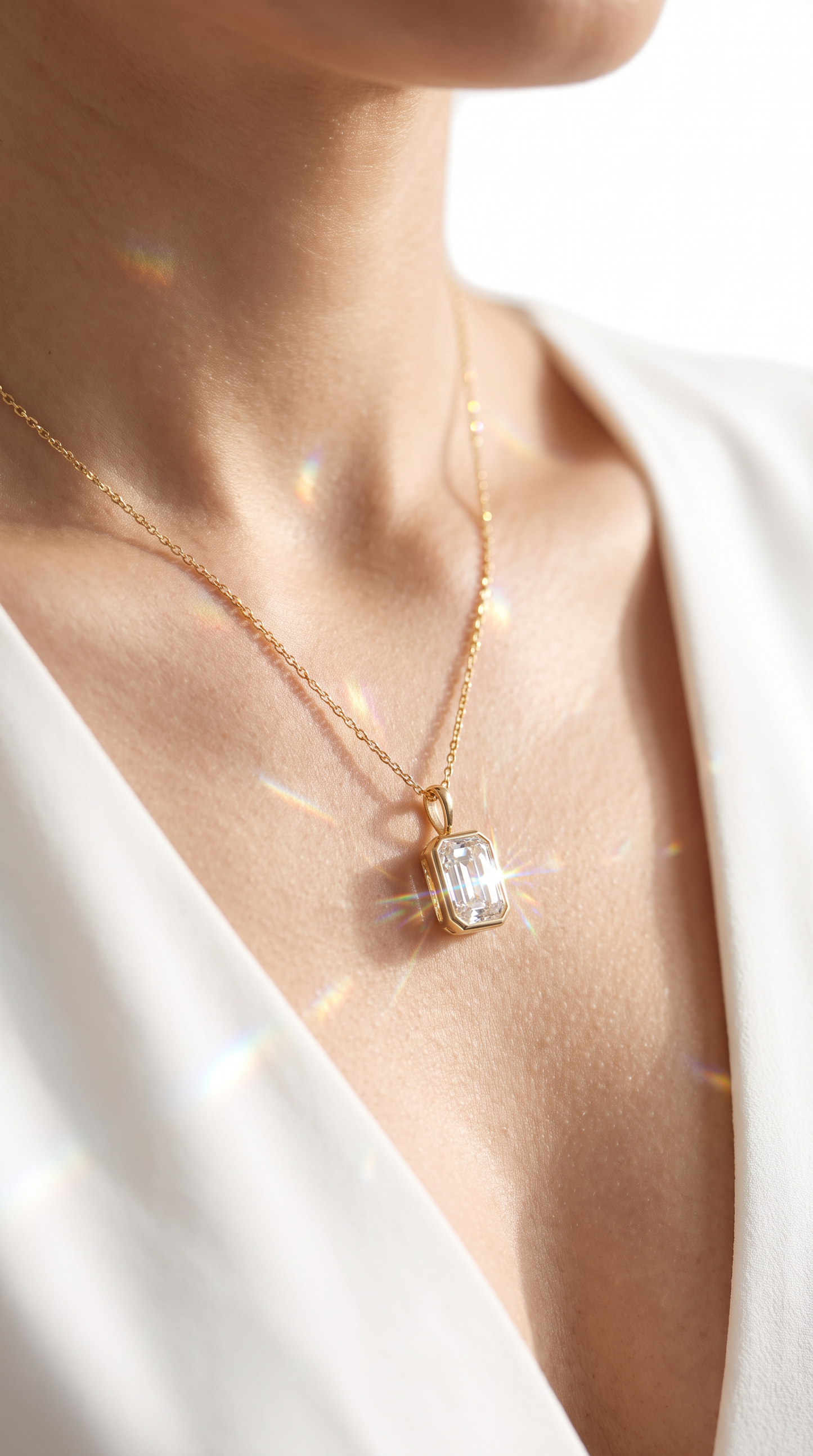 Frosted Prism Necklace Gold