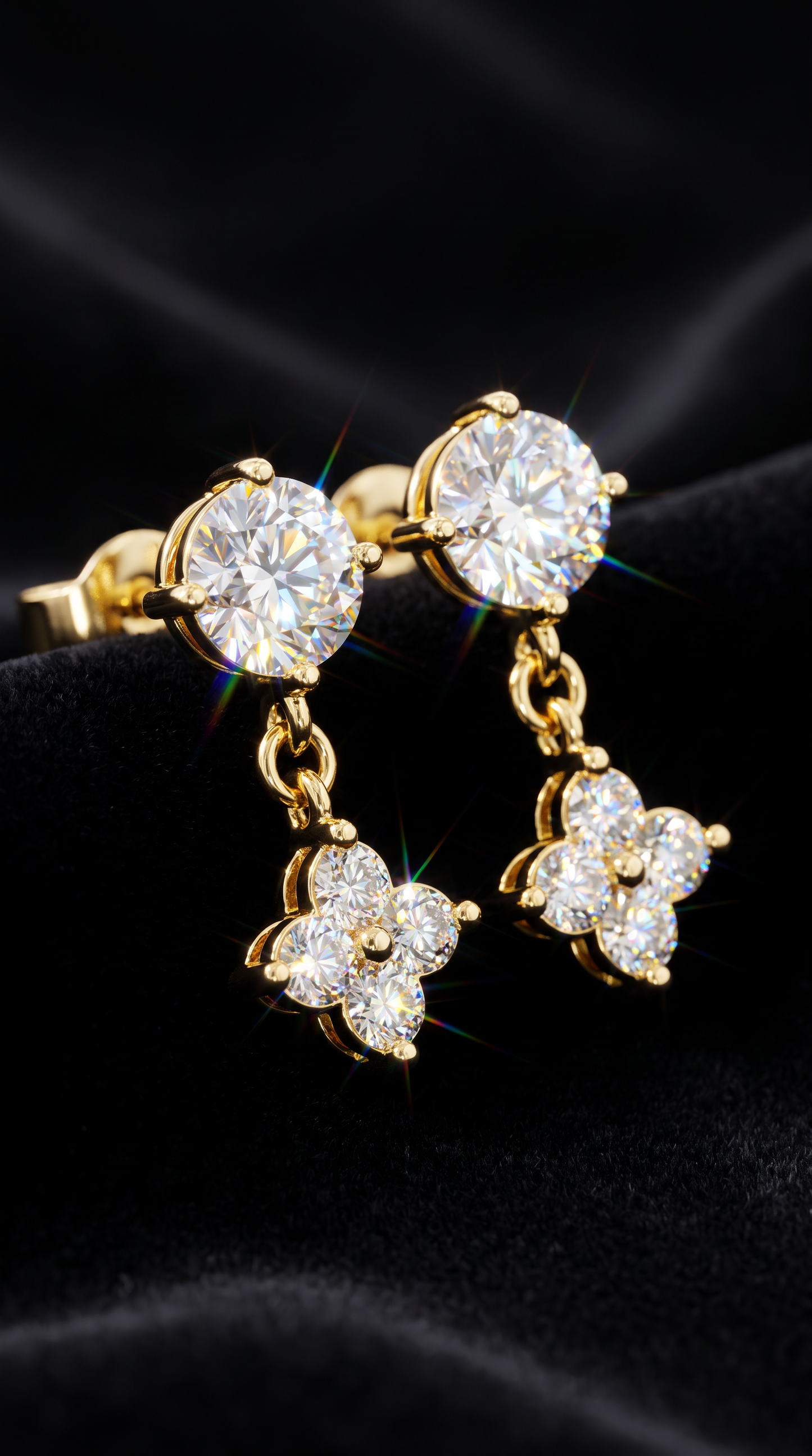 Night Sky Drop Earrings Gold